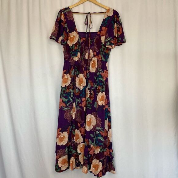 New NWT Band Of The Free Thea Floral Midi Boho Dress Purple Ivory Women’s Medium - Picture 14 of 14